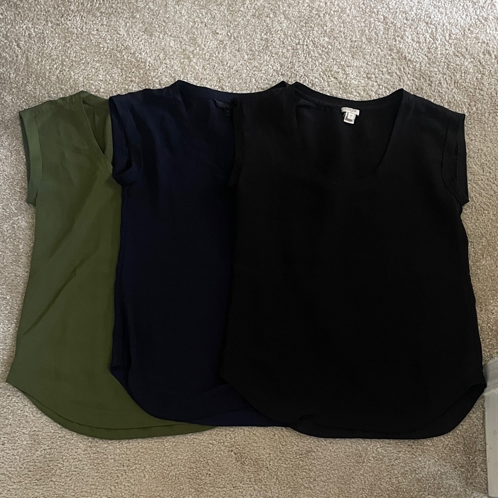 J. Crew Short Sleeve Tops Bundle - Black, Navy, Olive